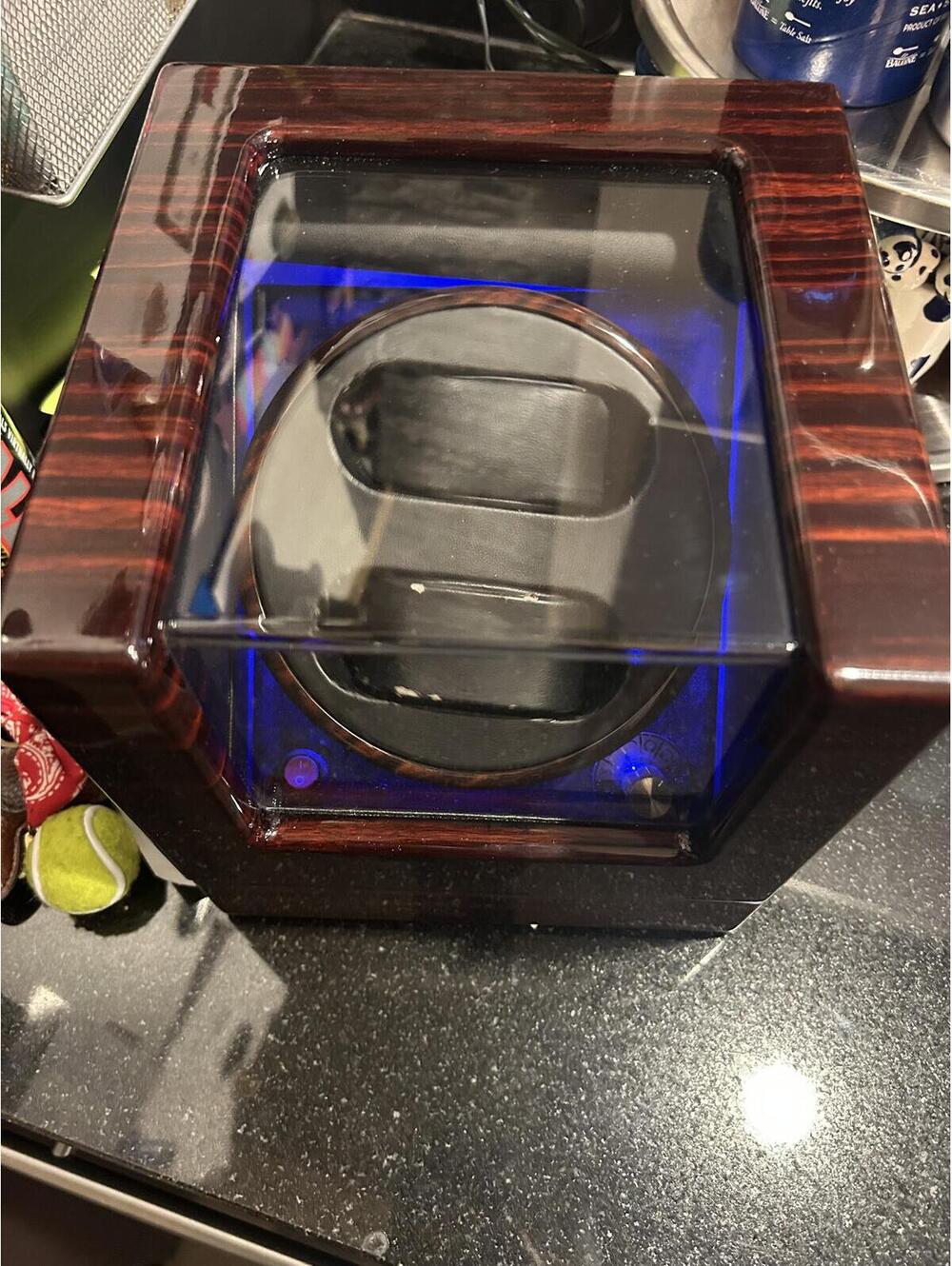 Dual Automatic Watch Winder with LED Light and Clear Display Window
